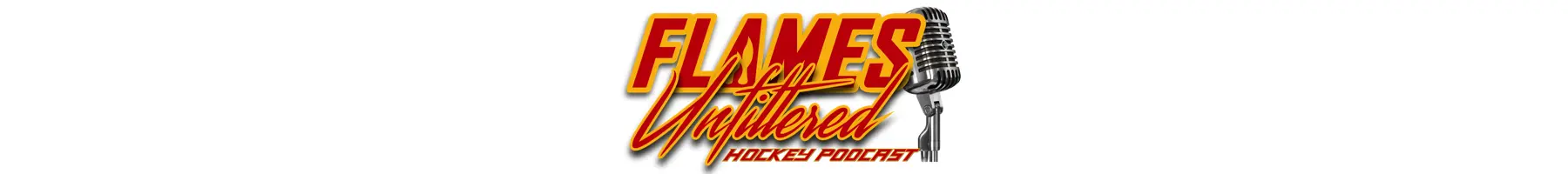 Logo for Flames Nation Packers Podcast with vintage microphone.