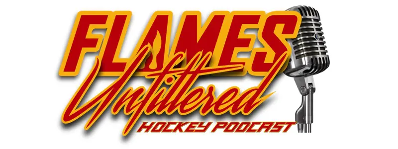 Logo for Flames Nation Packers Podcast with vintage microphone.